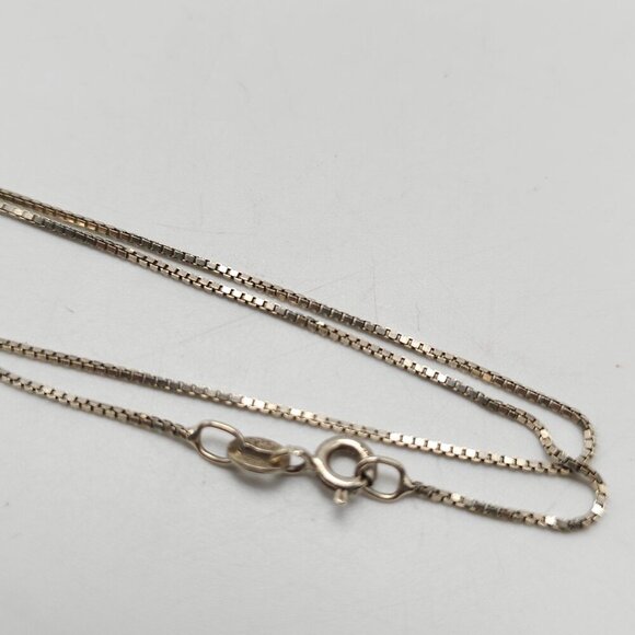 Sterling Silver .925 Box Chain Necklace 18" Italy 1.83g Vintage - Picture 3 of 6